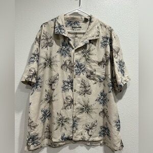 Batik Bay Hawaiian Shirt Mens L 100% Silk Washable Cream Ivory Floral Beach XXL